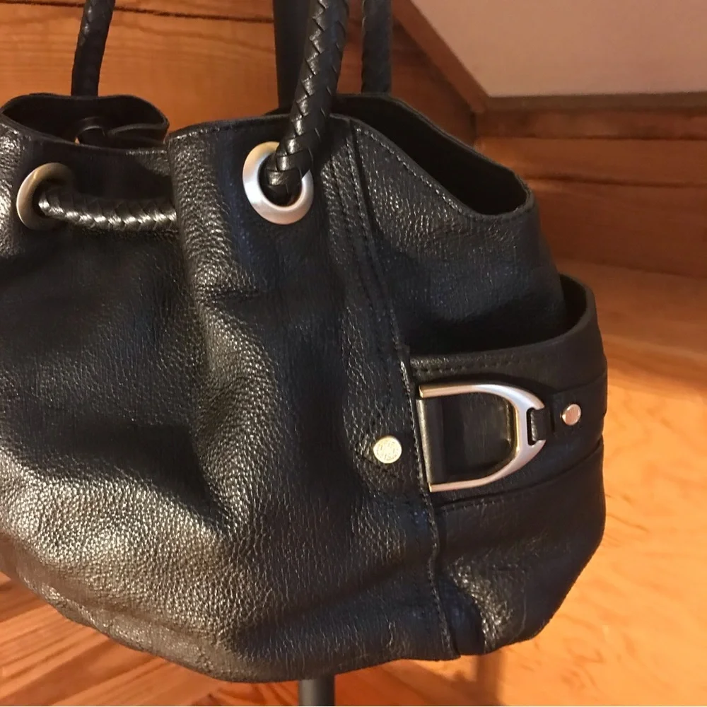 Cole Haan Black Leather Hobo Slouch Shoulder Bag, EUC, 18”